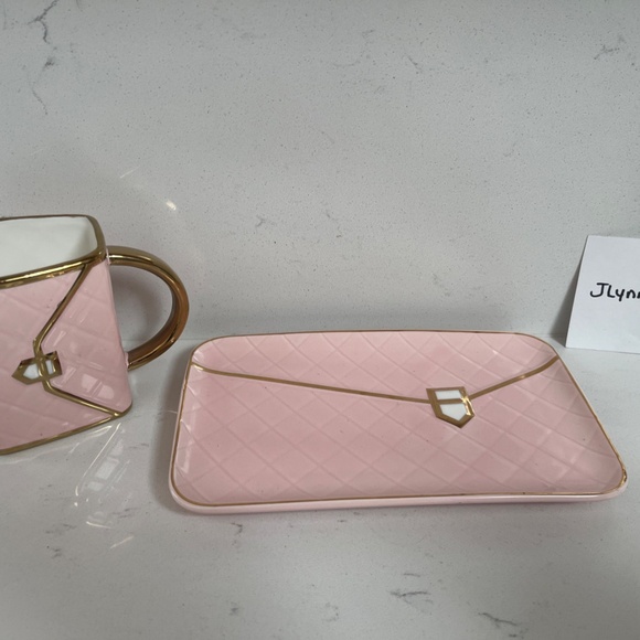 NEW Pink Gold Purse Cup & Plate, PINK Mom day Gift Purse plate - Picture 2 of 4